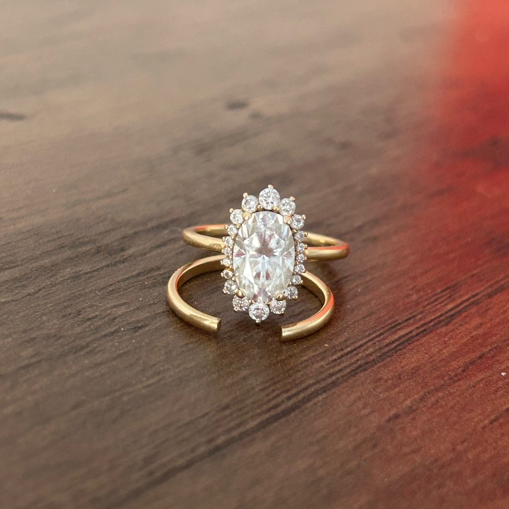 Gold and Silver Women's Ring with Crystal Accents